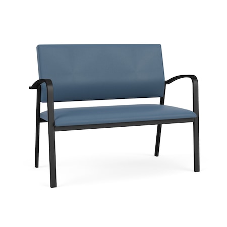 Lesro Newport 2 Seat Tandem Seating Metal Frame No Center Arms, Black, MD Titan Upholstery NP1501